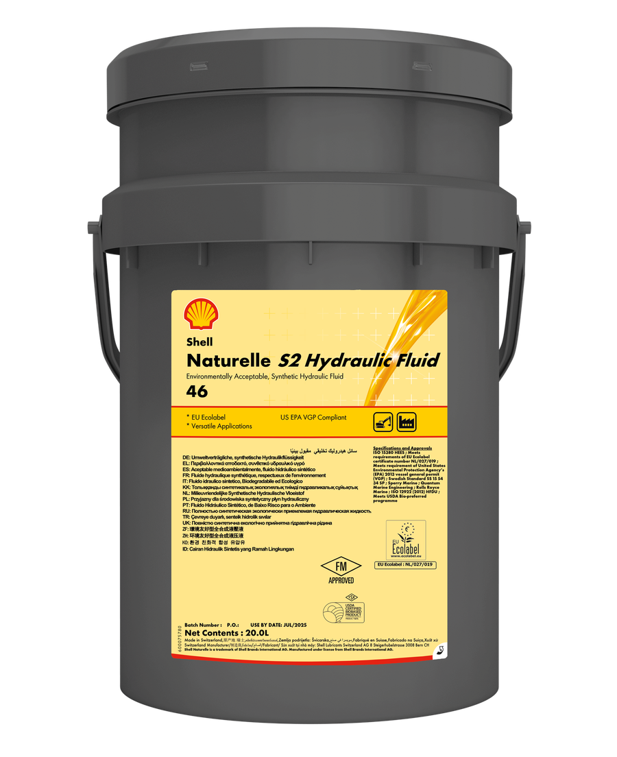Huile hydraulique SHELL NATURELLE S2 HF 46 Bidon 20L