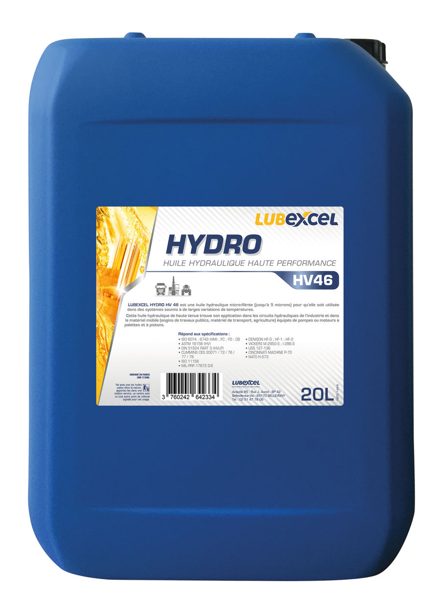 Huile hydraulique HV 46 (20L) - Lerouge Hydraulique